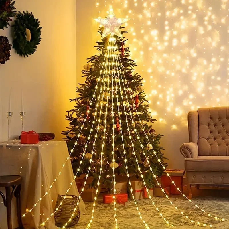 198 LED Stern Wasserfall Lichter Innen/Außen Weihnachten Lichterketten für Weihnachts baum Ornamente Wohnkultur Navidad Geschenke Neujahr