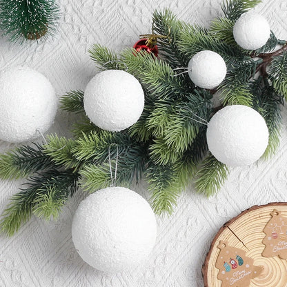 4/6/8CM 6 Stücke Weiße Schaum Weihnachtskugel Weihnachtsbaum Hängen Anhänger Ornament Weihnachten Dekor für Zuhause 2026 Neujahr Navidad Dekor
