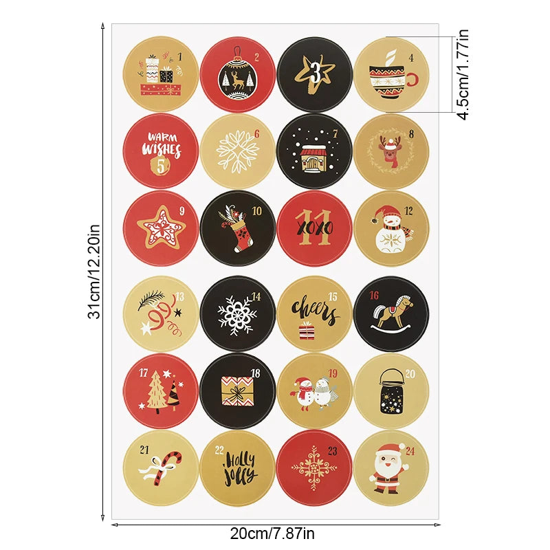 1/3/5 Blatt Weihnachten Adventskalender Aufkleber – Weihnachtscountdown Geschenkverpackung Etiketten, Frohe Weihnachten Party Dekoration, Neujahr
