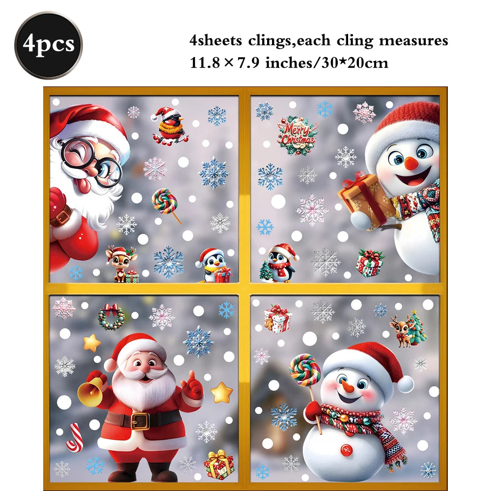 Weihnachten Fenster Statische Klampft Schneemann Santa Claus Schneeflocke Rentier Nette Weihnachten Dekoration Aufkleber Aufkleber Hause Ornamente Liefert