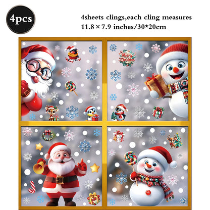 Weihnachten Fenster Statische Klampft Schneemann Santa Claus Schneeflocke Rentier Nette Weihnachten Dekoration Aufkleber Aufkleber Hause Ornamente Liefert