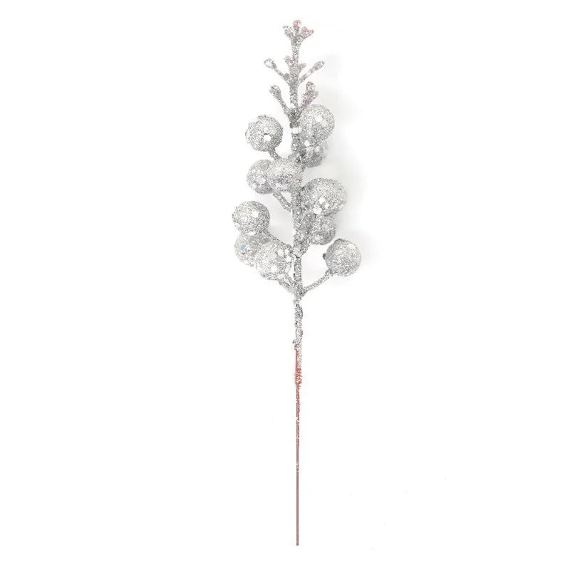 5/10 Stück rosa Glitzer künstliche Beeren Stielstrauß Kiefer Weihnachtsdekoration Picks für Weihnachtsbaumschmuck DIY Kranz Girlande