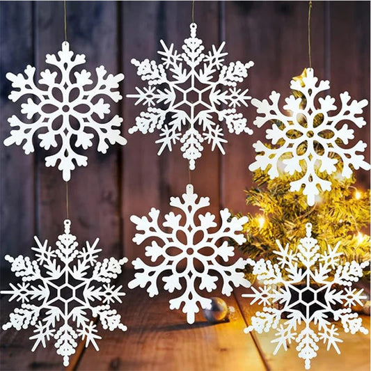 12 Stücke Papier Schneeflocken Weihnachtsbaum Dekorationen Anhänger Ornamente Glitter Weiße Schneeflocken Innen Winter Zuhause Neujahr Dekor