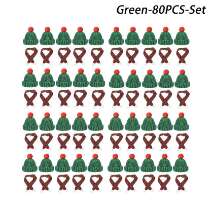 Mini-Weihnachtsmütze & Mini-Schal – Rot/Grün – Festliche Deko zum Aufhängen, für DIY, Lutscherflaschen, Fingerhüte & Weihnachtsfeiern