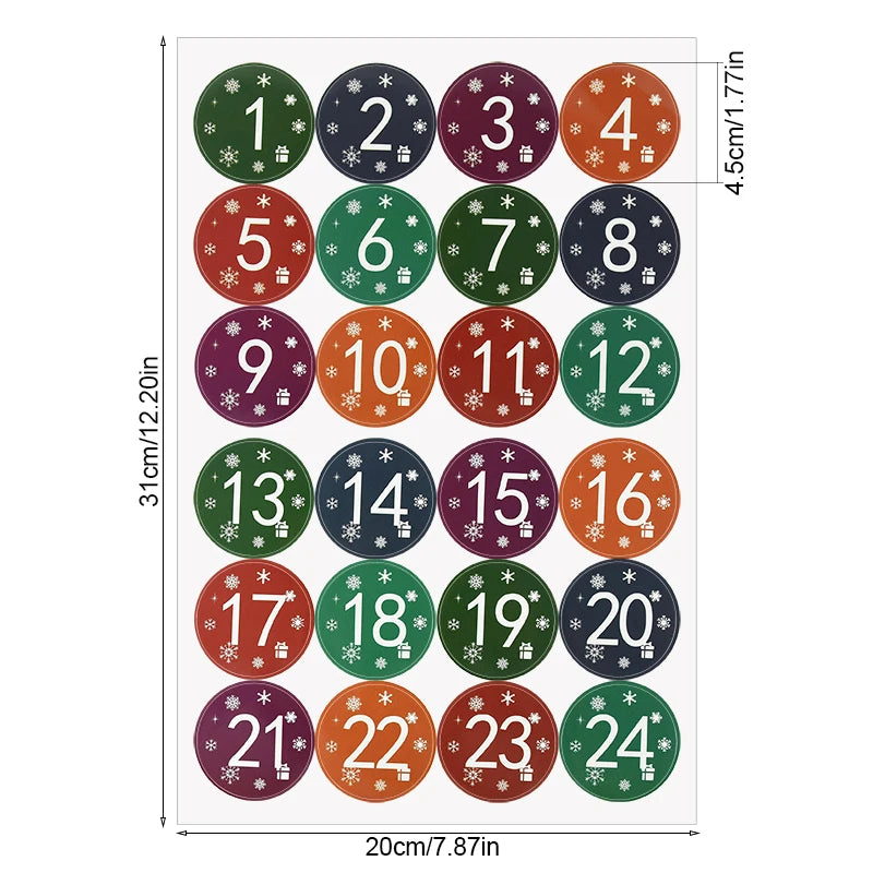 1/3/5 Blatt Weihnachten Adventskalender Aufkleber – Weihnachtscountdown Geschenkverpackung Etiketten, Frohe Weihnachten Party Dekoration, Neujahr