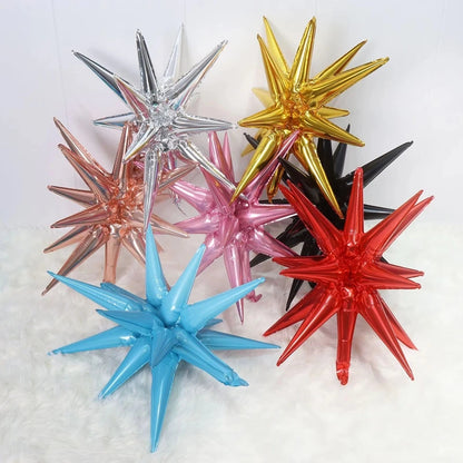 2/5/10 Stück Starburst Luftballons – Roségold, Silber, Gold – 22 Zoll Explosion Stern Folienballons für Geburtstag, Hochzeit & Partydekoration