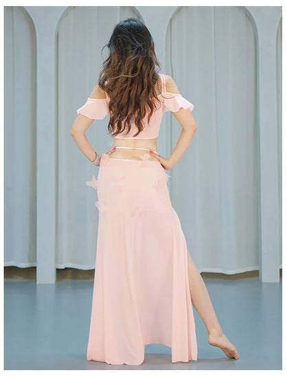 Belly Dance Performance Suit for Women Top + Skirt 2 Pcs Set Sexy Sequins Performance Costume Dance Wear Outfit Dancing Suit