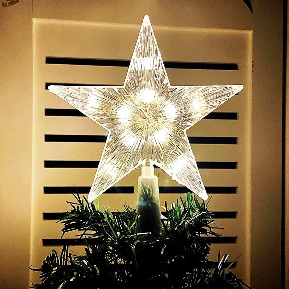 LED Weihnachtsbaum-Spitzenstern 15 cm – Leuchtender Baumtopper aus transparentem Kunststoff | Warmes oder buntes Licht | Perfekte Deko für Zuhause & Weihnachtsfeiern