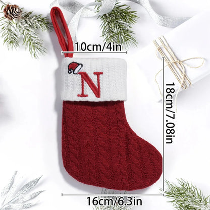 Personalisierte Weihnachts-Stricksocken mit Alphabet – Weihnachtsbaumschmuck & Deko für Zuhause | Navidad & Noel | Festliche Geschenkidee