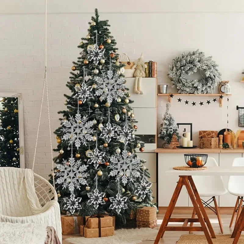 Kristallklare Schneeflocke Acryl Eis Anhänger Weihnachtsbaum hängende Ornamente Eiszapfen Wassertropfen Dekoration für Weihnachten Winter Party