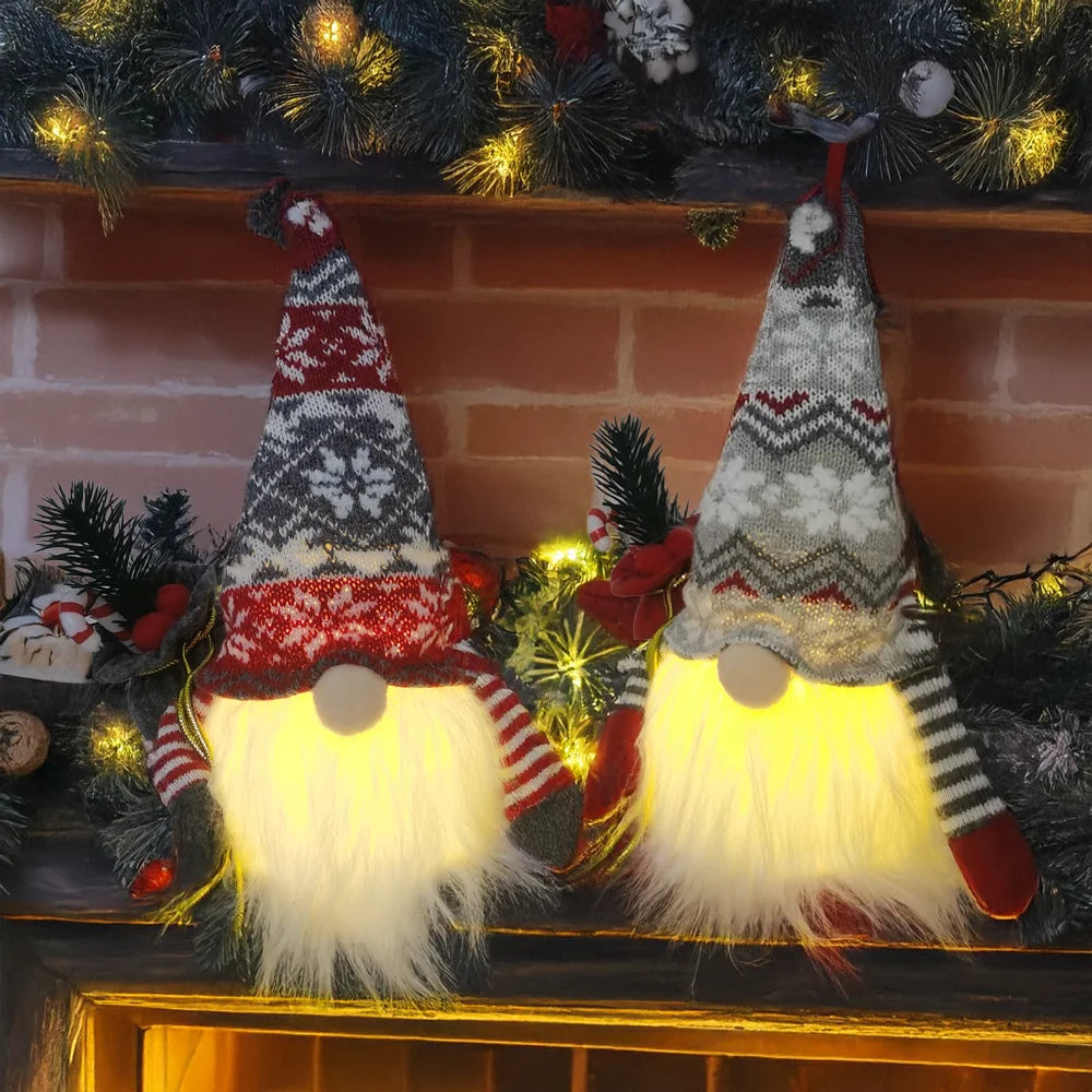 Gestrickter LED-Zwerg, Nachtlicht, gesichtslose Plüschpuppe,  Weihnachtsdekoration, Baumschmuck, Urlaub, Heimdekoration, Geschenk