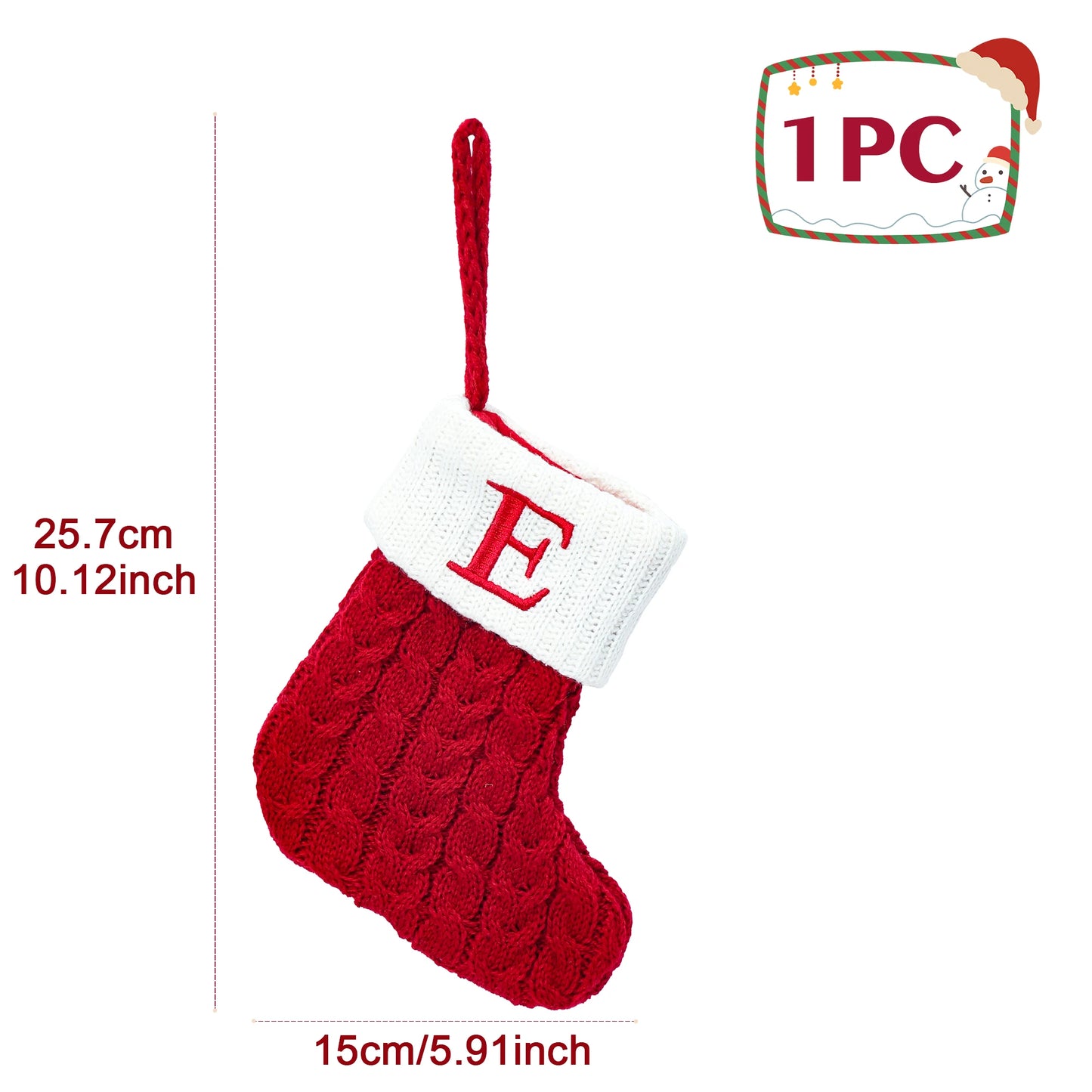 Weihnachtssocken Stricken mit Schneeflocken & Buchstaben – Weihnachtsstrumpf Ornament 2025 für Zuhause & Weihnachtsbaum – Geschenk Navidad Natal