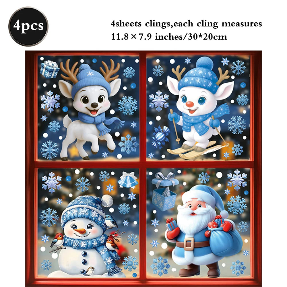 Weihnachten Fenster Statische Klampft Schneemann Santa Claus Schneeflocke Rentier Nette Weihnachten Dekoration Aufkleber Aufkleber Hause Ornamente Liefert