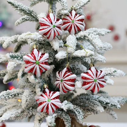 6 teile/schachtel Weihnachts baum Anhänger roten Stern Süßigkeiten Schneeflocke Weihnachts ball Ornament Neujahr 2025 Home Dekoration Noel Geschenk Navidad 2024