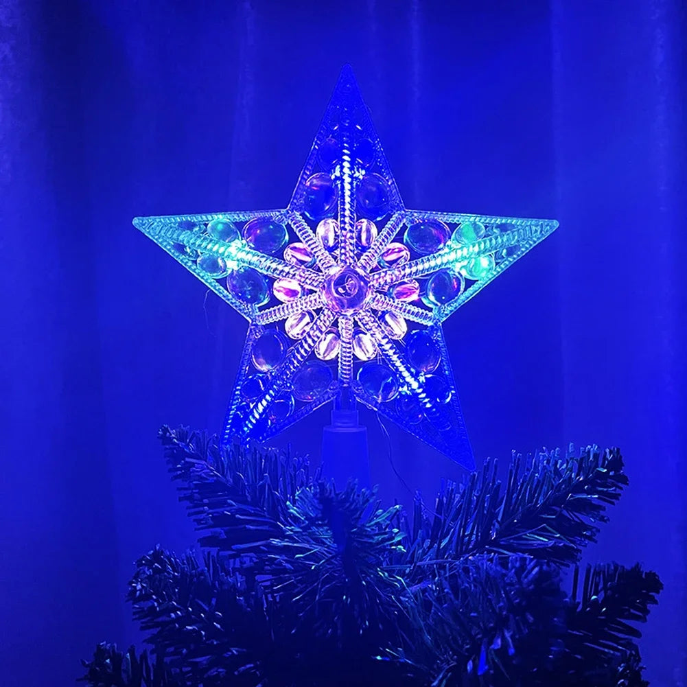 LED Weihnachtsbaum-Spitzenstern 15 cm – Leuchtender Baumtopper aus transparentem Kunststoff | Warmes oder buntes Licht | Perfekte Deko für Zuhause & Weihnachtsfeiern