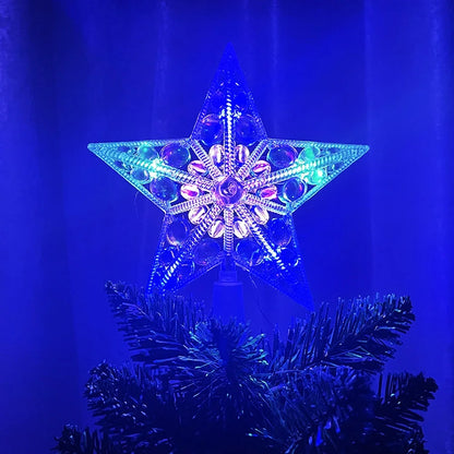 LED Weihnachtsbaum-Spitzenstern 15 cm – Leuchtender Baumtopper aus transparentem Kunststoff | Warmes oder buntes Licht | Perfekte Deko für Zuhause & Weihnachtsfeiern