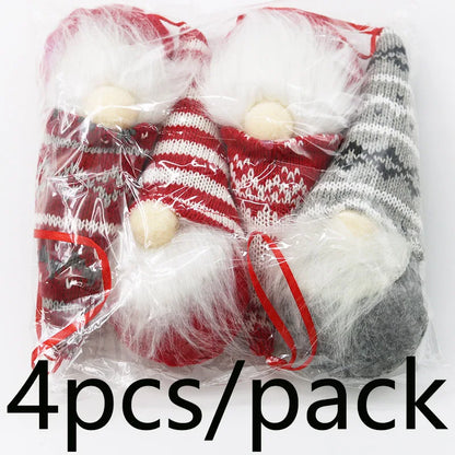 4 Stück (15,5 cm) Gesichtslose Personen-Dekorationsanhänger – Weihnachtsdeko Puppen, Fensterdisplay, Foto-Requisiten, DIY Weihnachtsbaumschmuck