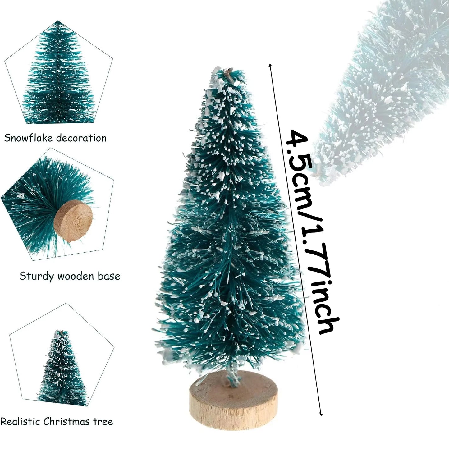 5/500 Stück Mini Weihnachtsbaum – Kleine Künstliche Tannenbaum-Ornamente aus Sisal mit Holzsockel für Weihnachts- & Partydekoration