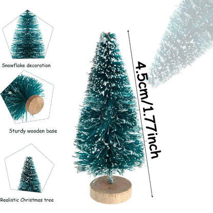 5/500 Stück Mini Weihnachtsbaum – Kleine Künstliche Tannenbaum-Ornamente aus Sisal mit Holzsockel für Weihnachts- & Partydekoration