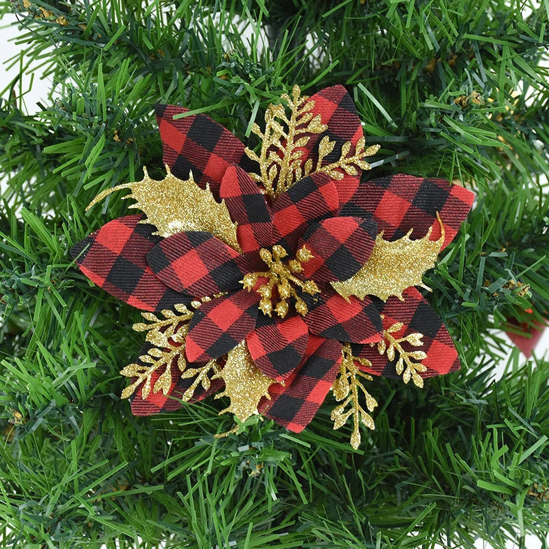 5/10 stücke Künstliche Weihnachten Baum Blume Glitter Dekoration Weihnachten Baum Ornamente Frohe Weihnachten Dekor Für Frohes Neues Jahr Navidad