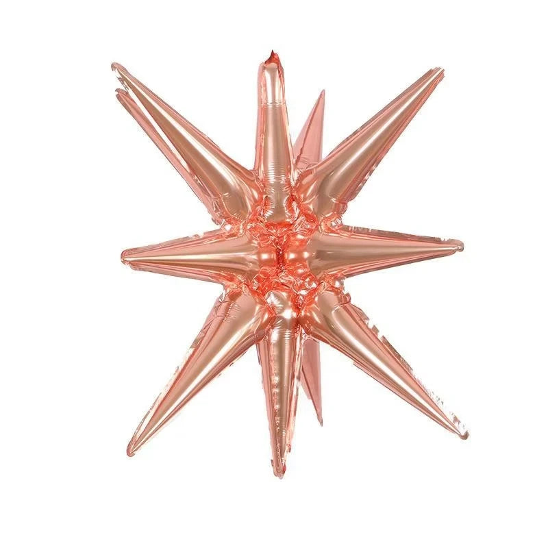2/5/10 Stück Starburst Luftballons – Roségold, Silber, Gold – 22 Zoll Explosion Stern Folienballons für Geburtstag, Hochzeit & Partydekoration