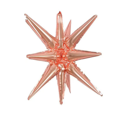 2/5/10 Stück Starburst Luftballons – Roségold, Silber, Gold – 22 Zoll Explosion Stern Folienballons für Geburtstag, Hochzeit & Partydekoration