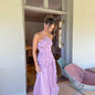 Mingmingxi Elegant Purple Halter A Line Prom Gowns Ruffles Tiered Backless Party Gown Vacation Chiffon Long Evening Dress
