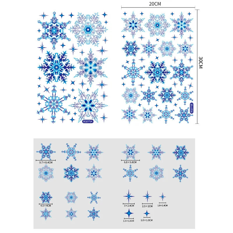 Weihnachtliche Schneeflocken Fensteraufkleber – Rentier & Weihnachtsmann | Elektrostatische Deko für Fenster | Weihnachts- & Neujahrsdeko