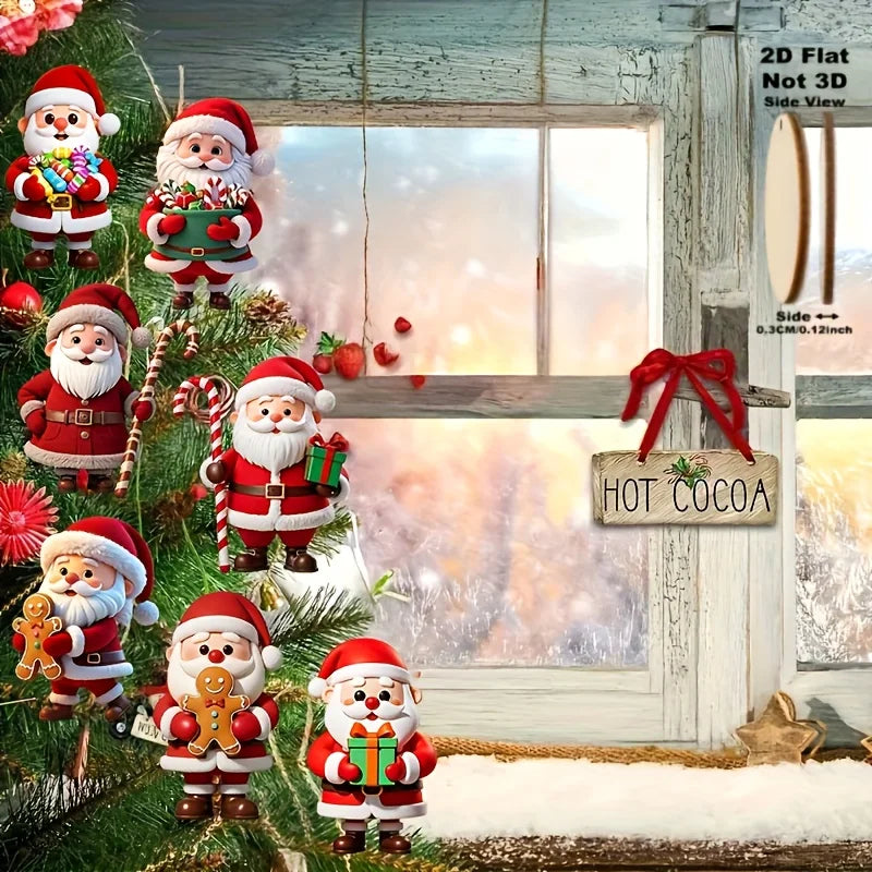 10 Stück Weihnachts-Holzanhänger – Lebkuchenmann & Weihnachtsmann, 2D flache Holzdekoration für Weihnachtsbaum, perfektes Weihnachtsgeschenk