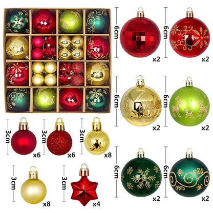 44Pcs 3/6CM Weihnachten Ball – Weihnachtsbaum Dekoration Ornamente für Wohnkultur, Halloween, Neujahr, Navidad Anhänger & Ball Zubehör
