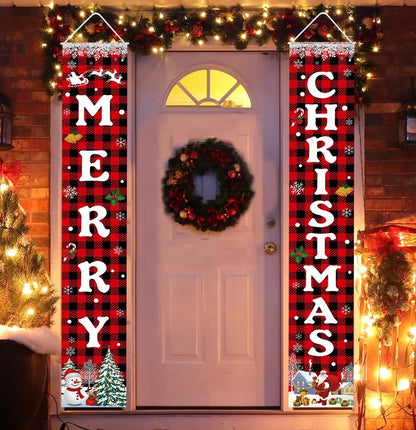Weihnachtsdekorations-Banner, Weihnachts-Veranda-Türschild, Willkommensbanner für Wand, Zuhause, Party, Dekoration, Weihnachtsdekoration für drinnen und draußen