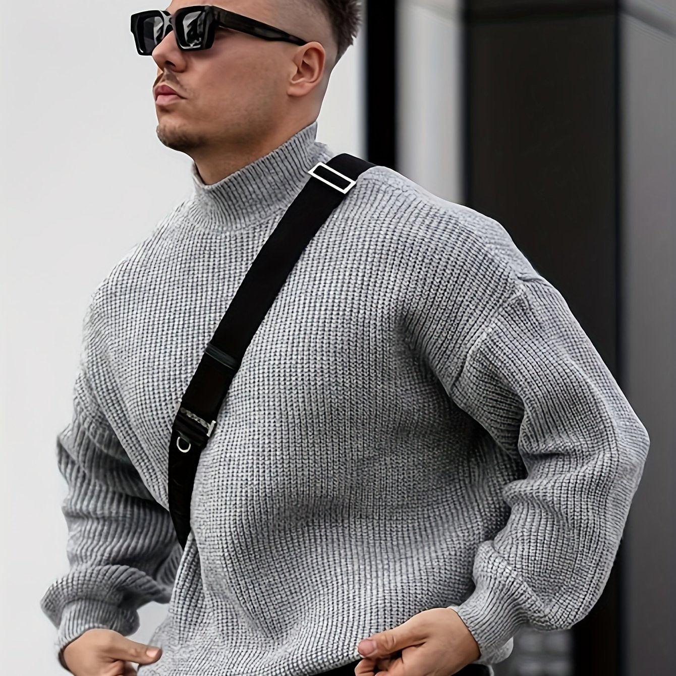 Herren Freizeit Winterpullover – Rollkragen-Pullover im Mantelstil, Weich und Warm, Langarm, Uni-Schwarz (Dunkelbraun/Navy/Grau/Bordeaux) – Maschinenwaschbare Herbst- & Winterbekleidung für Büro, Halbformelle Anlässe & Freizeit