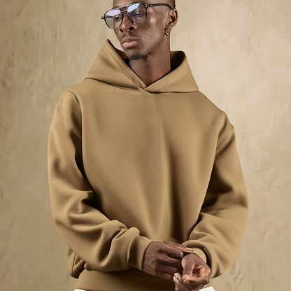 Herren Kapuzenpullover aus schwerem 100 % Polyester – Navyblauer lässiger Winter-Hoodie mit Kapuze, dicker warmer Pullover für Herbst & Winter, maschinenwaschbarer Pullover mit regulärer Passform (nicht trocknergeeignet)