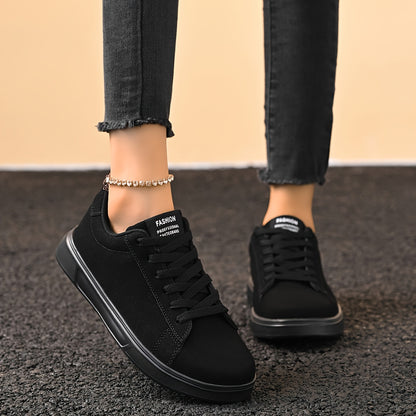 Damen Leichte Sportsneaker – Bequeme Lace-Up Laufschuhe mit EVA-Sohle, Atmungsaktivem Stofffutter & Synthetik-Obermaterial – All-Season Outdoor & Casual Sneaker (Schwarz)