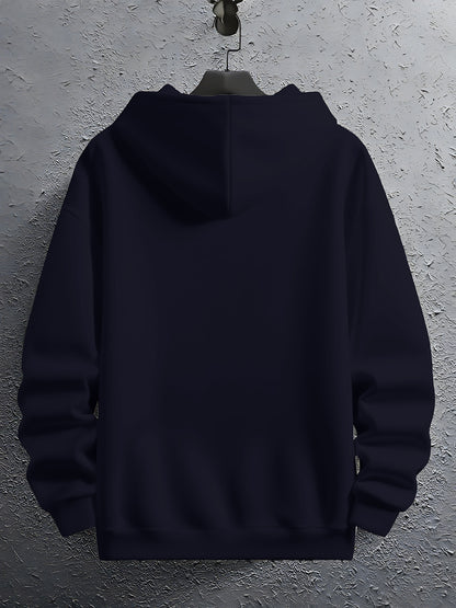 Herren Kapuzenpullover aus schwerem 100 % Polyester – Navyblauer lässiger Winter-Hoodie mit Kapuze, dicker warmer Pullover für Herbst & Winter, maschinenwaschbarer Pullover mit regulärer Passform (nicht trocknergeeignet)