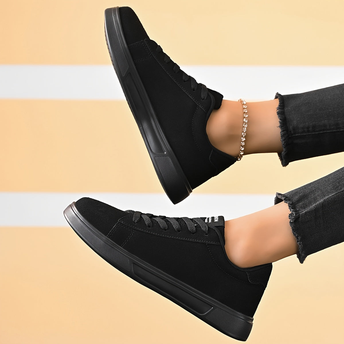 Damen Leichte Sportsneaker – Bequeme Lace-Up Laufschuhe mit EVA-Sohle, Atmungsaktivem Stofffutter & Synthetik-Obermaterial – All-Season Outdoor & Casual Sneaker (Schwarz)