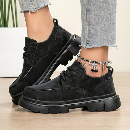 Damen Chunky Platform Sneaker – Beige All-Season Schnürschuhe mit dicker EVA-Sohle, Fußgewölbeunterstützung & Gepolsterter Innensohle – Vielseitige Freizeitschuhe & Arbeitsschuhe (Breite Größen Verfügbar)