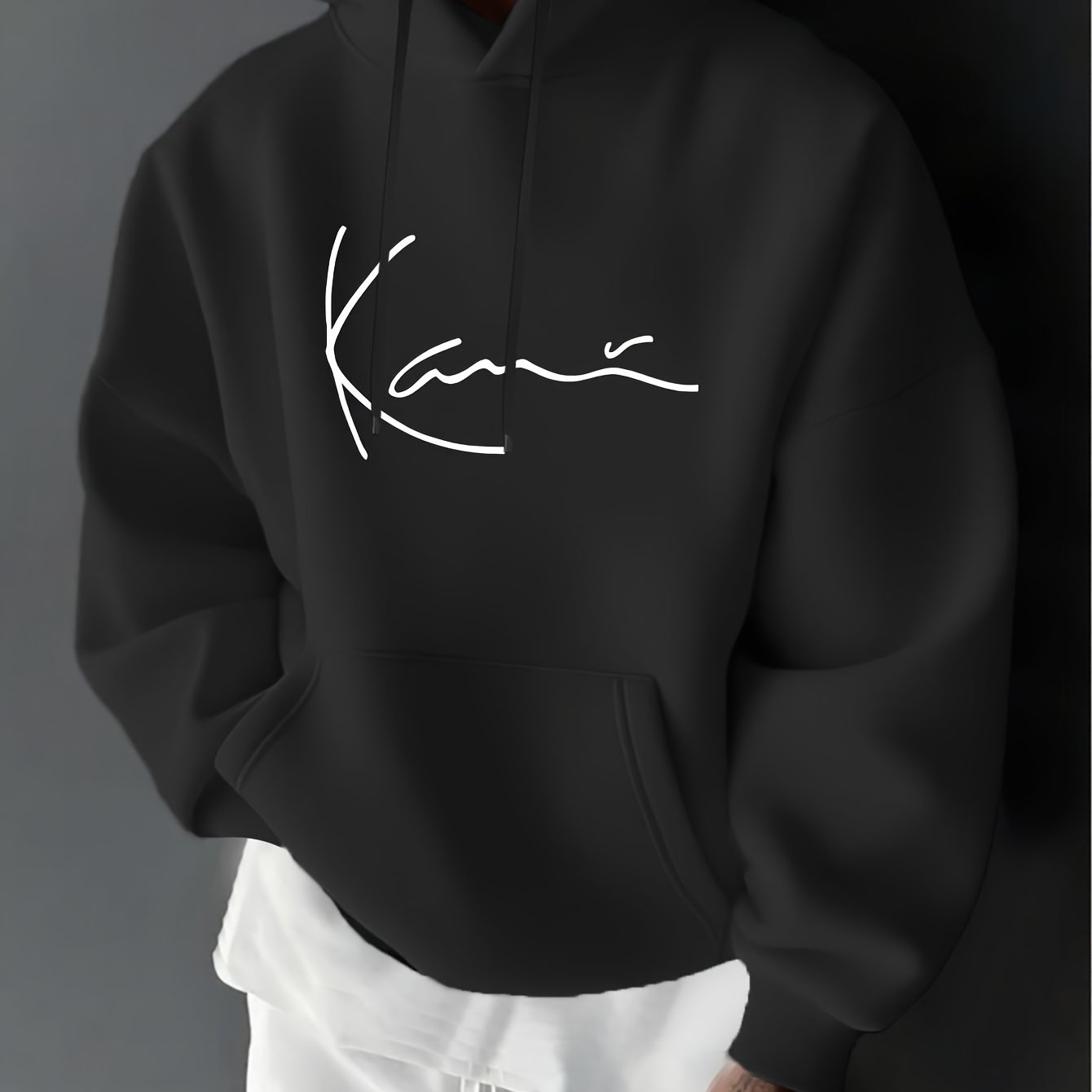 Herren Kapuzenpullover mit Langarm – Leichter Grauer Hoodie mit Fronttasche, Regular Fit Sport- & Streetwear für Herbst/Winter