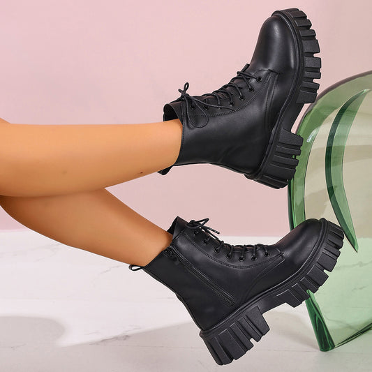 Elegante Damen Ankle Boots mit niedrigem Plateau-Absatz – Stilvoll, luxuriös und warm für den Winter – Perfekt für Geschäftsessen