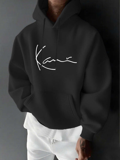 Herren Kapuzenpullover mit Langarm – Leichter Grauer Hoodie mit Fronttasche, Regular Fit Sport- & Streetwear für Herbst/Winter