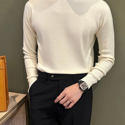 Herren Strickpullover in Braun mit Stehkragen – Weicher, warm­er Winterpullover mit Langarm, atmungsaktiv & schweißableitend – Casual & Büro, Regular Fit