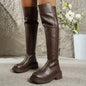 Damen Overknee Stiefel – Britischer Stil, Rundzehen, 16 Größen, Dicke Sohle & Rutschfester Reißverschluss – Blockabsatz, Mid-Heel Lange High Boots