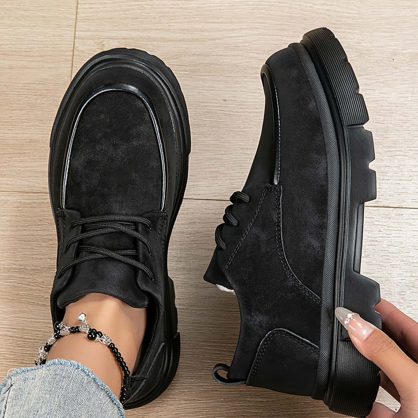 Damen Chunky Platform Sneaker – Beige All-Season Schnürschuhe mit dicker EVA-Sohle, Fußgewölbeunterstützung & Gepolsterter Innensohle – Vielseitige Freizeitschuhe & Arbeitsschuhe (Breite Größen Verfügbar)